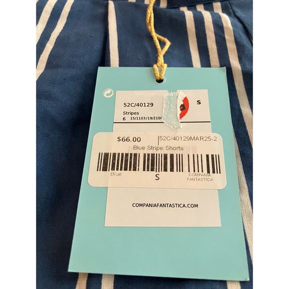 Compania Fantastica Women’s Blue Stripe Shorts Size Small S NWT $66 - Picture 3 of 7